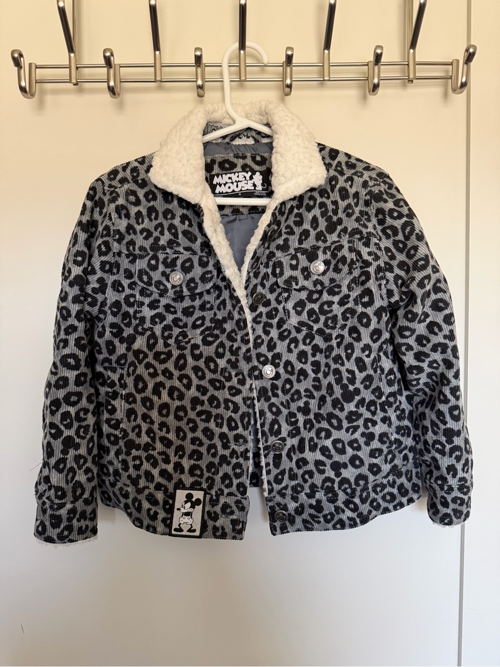 Disney Black & Gray Leopard Sherpa Jacket